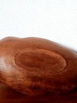 Grande coupe à fruits en bois brutaliste 