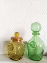 Deux pots en verre bullé Biot 