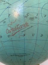 Globe vintage 1969 terrestre tripode verre Taride mappemonde