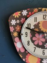 Horloge vintage pendule murale silencieuse "Fleurs"