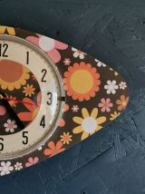 Horloge vintage pendule murale silencieuse "Fleurs"