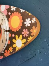 Horloge vintage pendule murale silencieuse "Fleurs"