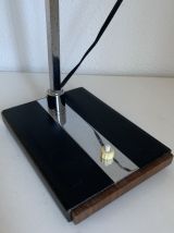 Grande lampe vintage 1960 eyeball design noir et bois bureau