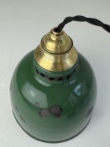 ANCIENNE SUSPENSION D’ATELIER EMAILLEE VERTE INDUSTRIELLE