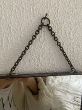 Miroir vintage 1950 triptyque barbier simili lézard noir coi