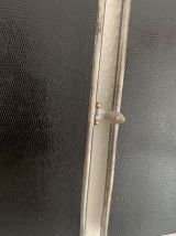 Miroir vintage 1950 triptyque barbier simili lézard noir coi