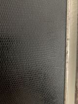 Miroir vintage 1950 triptyque barbier simili lézard noir coi