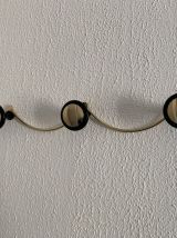 Portemanteau vintage 1960 doré or noir 3 patères état neuf -