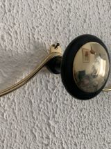 Portemanteau vintage 1960 doré or noir 3 patères état neuf -