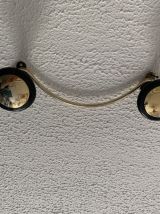 Portemanteau vintage 1960 doré or noir 2 patères état neuf -