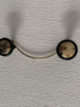 Portemanteau vintage 1960 doré or noir 2 patères état neuf -