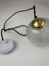 PAIRE D’ANCIENNES SUSPENSIONS RONDES EN VERRE VINTAGE 