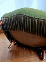 Fauteuil crapaud en velours vert art déco 