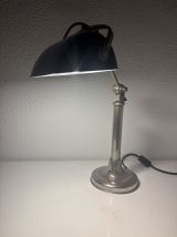 Lampe vintage 1930 Pirouett Art Déco opaline noire - 45 cm
