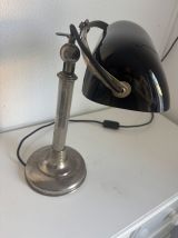 Lampe vintage 1930 Pirouett Art Déco opaline noire - 45 cm