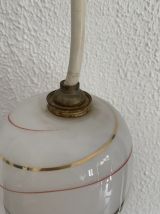 Suspension vintage 1960 opaline rouge et doré lustre - 16 x 