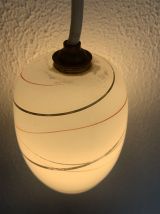 Suspension vintage 1960 opaline rouge et doré lustre - 16 x 