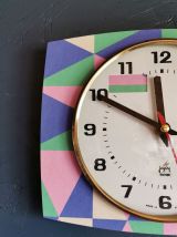 Horloge formica vintage pendule murale silencieuse "Japy"