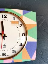 Horloge formica vintage pendule murale silencieuse "Japy"