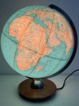 Globe vintage 1960 terrestre JRO Verlag bois PVC mappemonde 