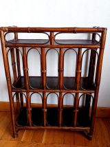 Etagère en rotin vintage 1960 