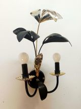 Applique feuille Hollywood Regency noir et doré 