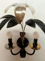 Applique feuille Hollywood Regency noir et doré 