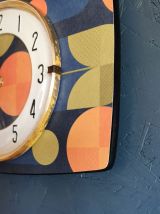 Horloge vintage pendule murale silencieuse Bleu orange vert
