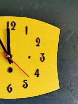 Horloge formica vintage pendule murale silencieuse "Jaune"