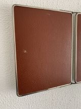 Miroir vintage 1950 triptyque barbier terracotta coiffeur - 