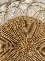 Miroir vintage 1960 soleil fleur rotin osier french riviera 