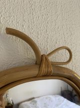 Miroir vintage 1970 pomme rotin osier fruit - 35 x 32 cm