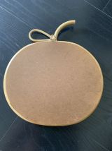 Miroir vintage 1970 pomme rotin osier fruit - 35 x 32 cm