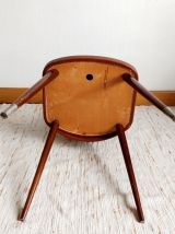 Paire de chaises Skaï vintage pieds compas 