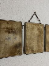 Miroir vintage 1930 triptyque barbier cristal biseauté blanc