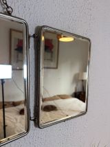 Miroir vintage 1930 triptyque barbier cristal biseauté blanc