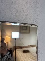 Miroir vintage 1930 triptyque barbier cristal biseauté blanc