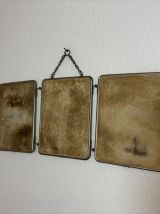 Miroir vintage 1930 triptyque barbier cristal biseauté blanc