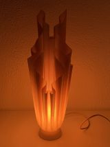 Lampe  vintage 1970 Athéna Georgia Jacob drapée saumonée - 5