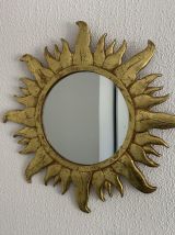 Miroir vintage 1960 soleil or résine sorcière - 49 cm