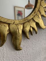 Miroir vintage 1960 soleil or résine sorcière - 49 cm