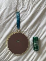 Miroir vintage 1960 oeil de sorcière velours turquoise solei