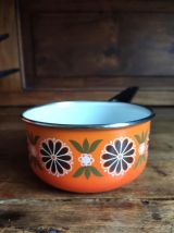 Lot de 3 casseroles et une sauteuse émaillée AUBECQ (années 