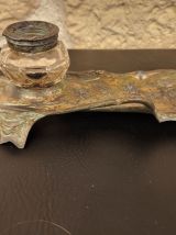 Encrier ancien signé Robert Elias – Laiton – Objet rare XIXᵉ