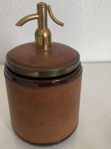 Porte-cigarettes vintage 1960 cuir doré boîte siphon soda - 