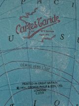 Globe vintage 1970 terrestre Taride tripode doré verre mappe