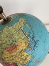 Globe vintage 1970 terrestre Taride tripode doré verre mappe