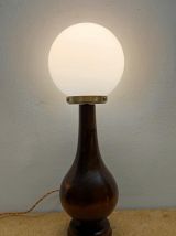 Lampe art déco bois et opaline 