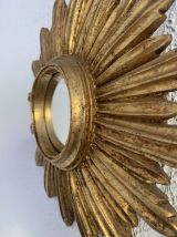 Miroir vintage 1960 soleil oeil de sorcière or - 27 cm