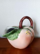 Pichet pêche en barbotine vintage 1960 